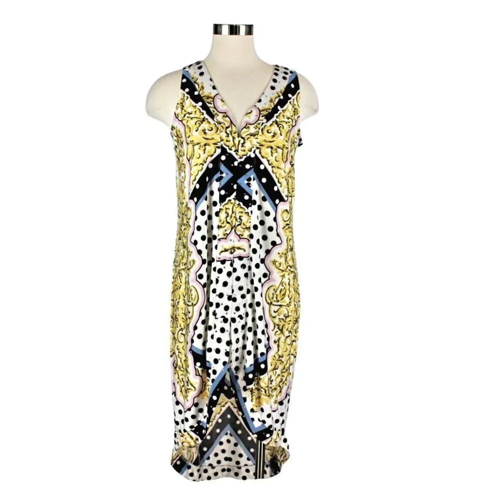 Sleeveless V-Neck Split Front Round Hem Embellished Women's Dress Size 10/12